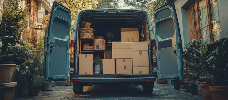 Lieferwagen mit Kartons